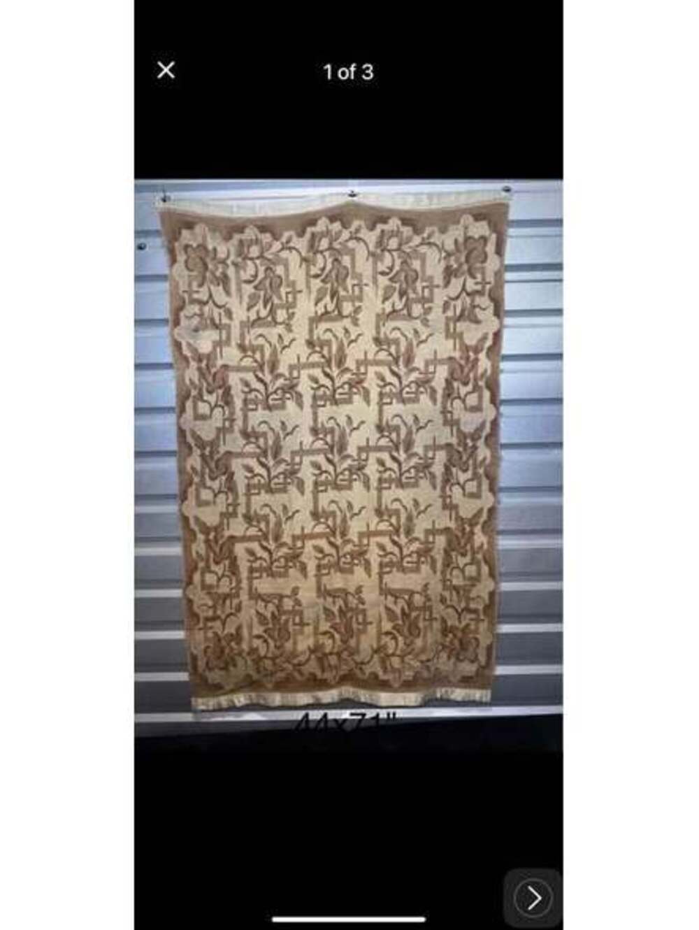 Vintage Wool Floral Brown & Beige Blanket – 44”x71”